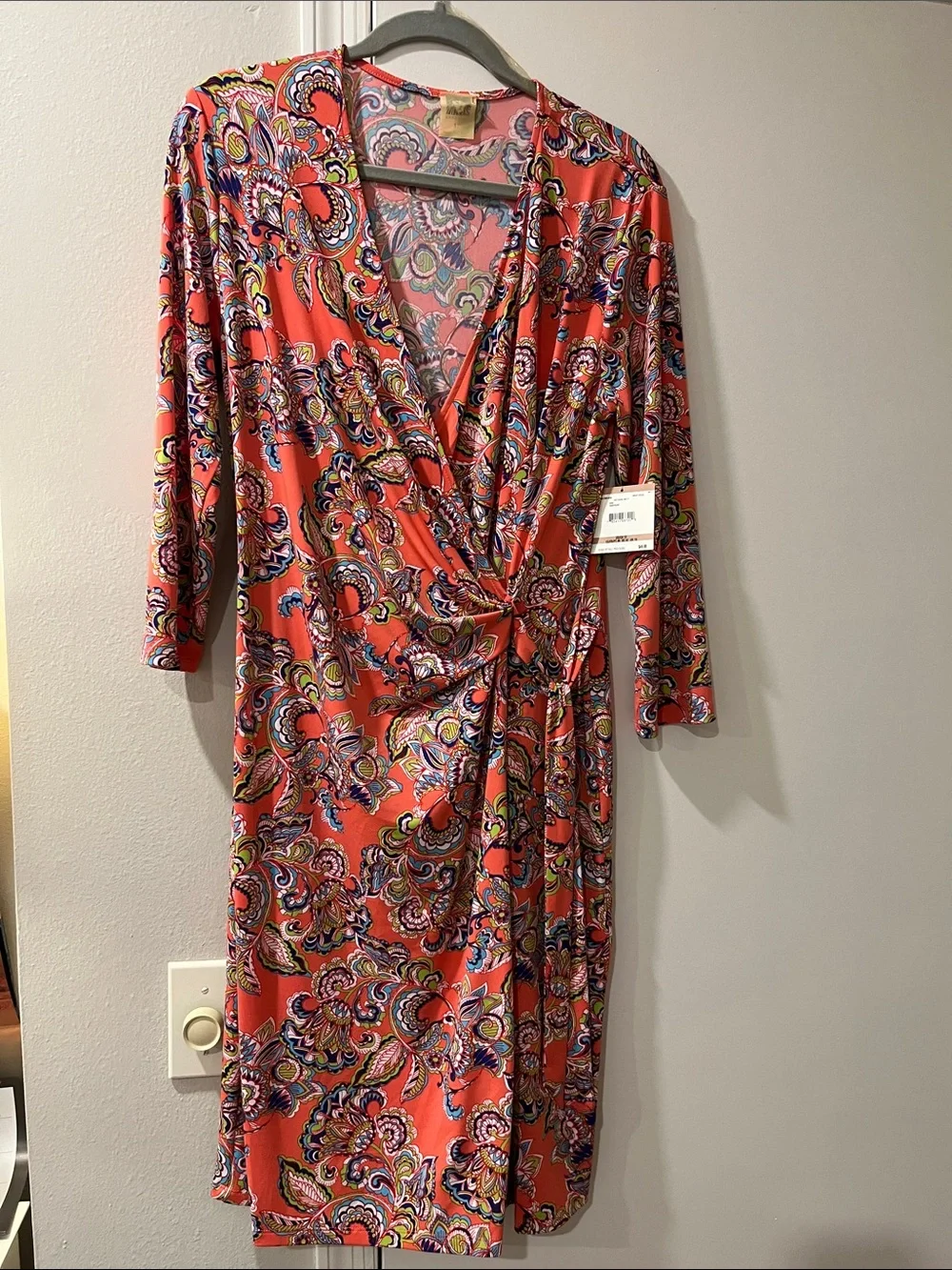 Anne Klein Coral Paisley Wrap Dress - Picture 1 of 2